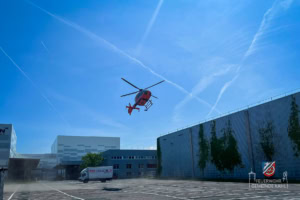 Feuerwehr Kahl sichert eine Hubschrauberlandung
