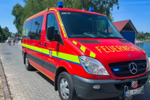 Feuerwehr Kahl sichert eine Hubschrauberlandung